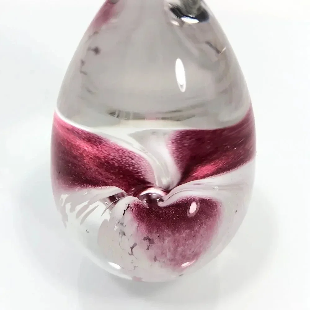Art Glass Egg Shaped Floral Paperweight Signed GES Glass Eye Studio